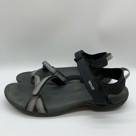 Teva Verra Ankle Strap Nylon Sandals Black/Grey Size 11 Outdoor Gorpcore River - Picture 6 of 9